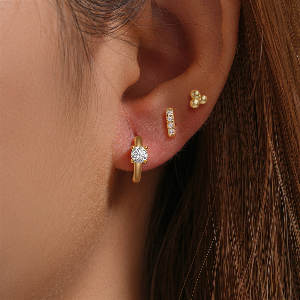 3g Weight Hoop Earrings, Ear Studs Classification 1 Set Quantity Daily Occasion 925 Sterling Silver Material Star, Butterfly Pattern Women's Gender Plating Design Simple Style Style 1 Set 925 Sterling Silver Star Butterfly Hoop Earrings Ear Studs 33