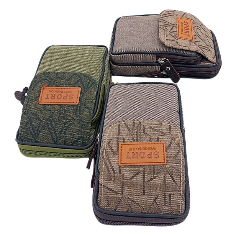L2116 extra grande vertical esmerilado lienzo bolsa de cintura nuevo teléfono móvil bolso de la cintura de los hombres multi-funcional al aire libre deportes trabajo