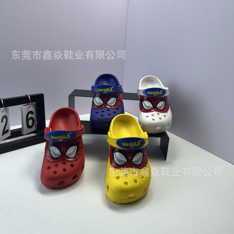 Transfronteriza explosiva transmisión en vivo exclusiva para dibujos animados Spider-Man estrella agujero zapatos personales para niños zapatillas respirables antideslizantes