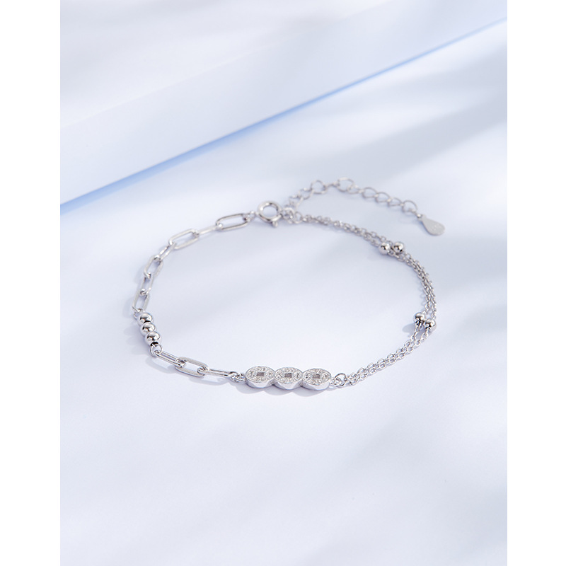 925 plata esterlina cobre moneda pulsera para mujeres verano 2023 nuevo nicho diseño de alto grado temperamento personalidad retro pulsera