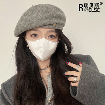 贝雷帽八角帽女秋冬帽子女士冬高级感大头围画家帽帽子女款画家帽