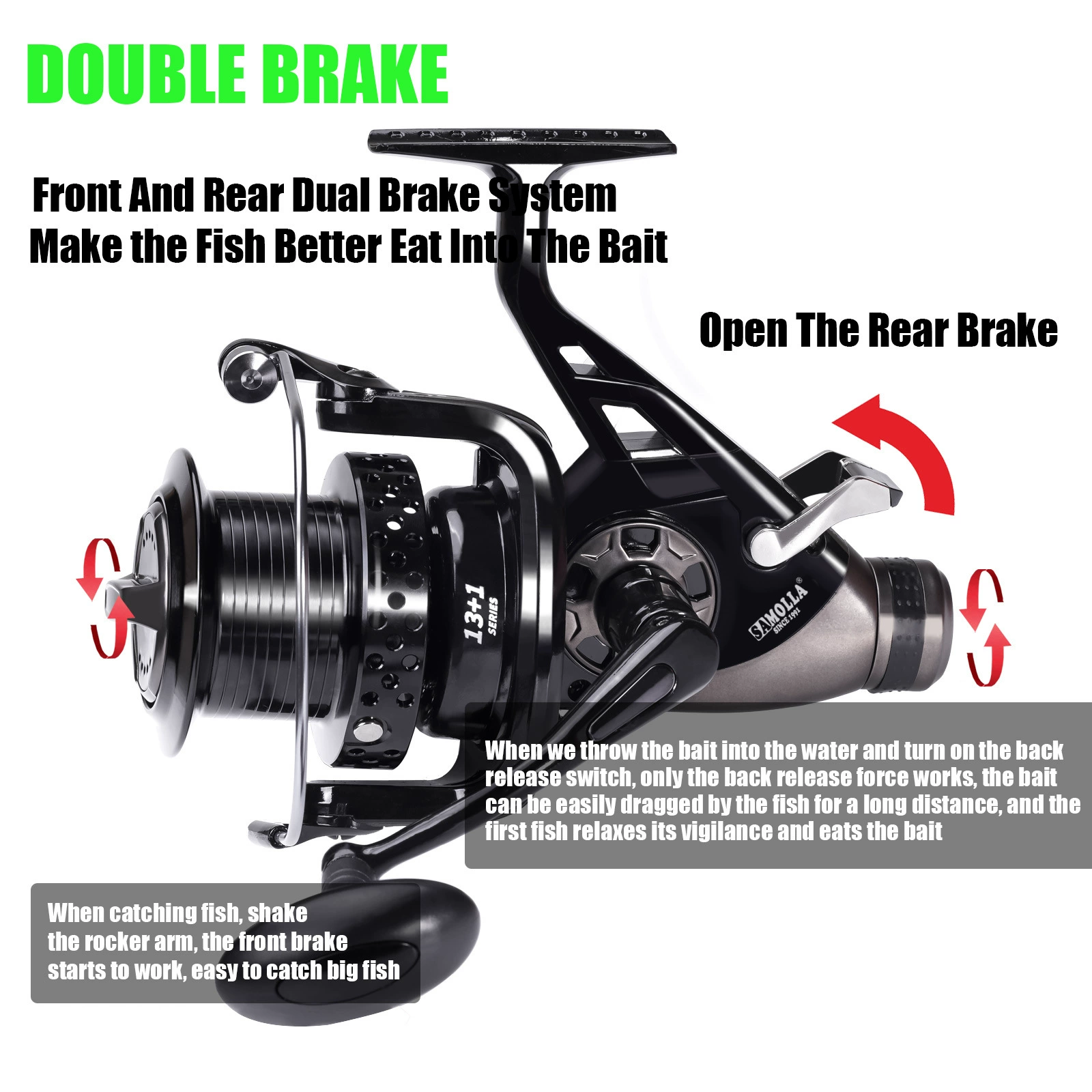 2025 new SAMOLLA front and rear brake dual brake spinning spinning wheel carp wheel large far -reaching outlet cross -border KT