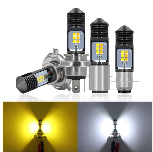 Motocicleta H4 tres garras H6 una sola garra blanco amarillo vehículo eléctrico luces de motocicleta H6 bombillas de doble garra
