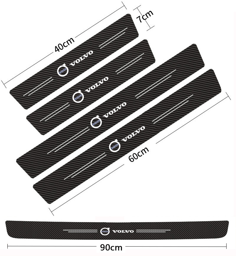 Patrón de fibra de carbono alféizar de la puerta del coche anti-banda de rodadura anti-arañazos puerta del coche pedal protector puerta decorativa alféizar pegatina image 28