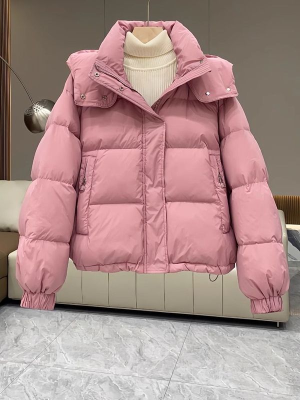 レディース綿入れジャケット 大きいサイズ フード付き 中綿ジャケット 女性用 2025年 ショート丈 ダウン風中綿ジャケット 冬 小柄な方向け 多用途|undefined