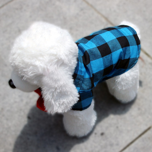 Dog Grid Shirt Suit Wedding Dress Teddy Bichon Small Medium Large Pet Clothes Cat Spring Summer Autumn Style