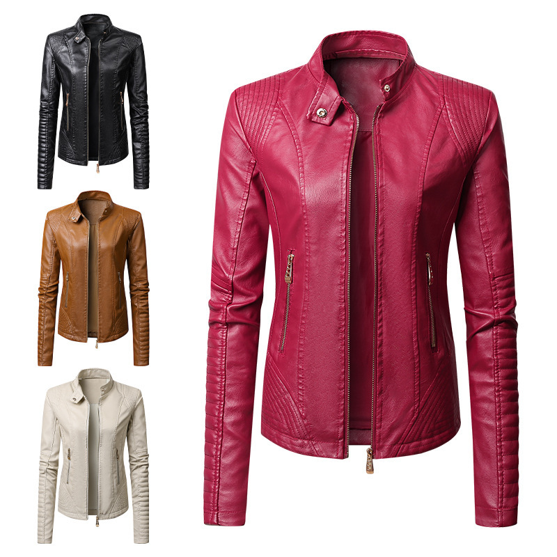2023 New Amazon European and American Clothing Popular Jackets Pu Women's Leather Jackets Women's Leather Jackets Women's Clothing Ready in Stock