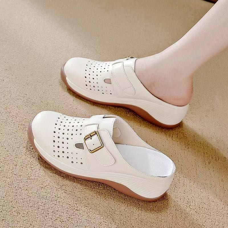 Zapatos casuales de mujer zapatillas de mitad de primavera y verano 2026 nuevos zapatos blancos con suela gruesa aumentada zapatillas perezosas para mujeres image 4