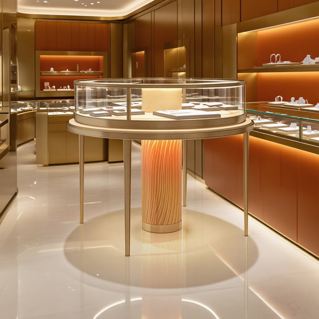 定制圆形岛柜饰品零售店展示厅圆柜展示柜展柜展厅专用轻奢风