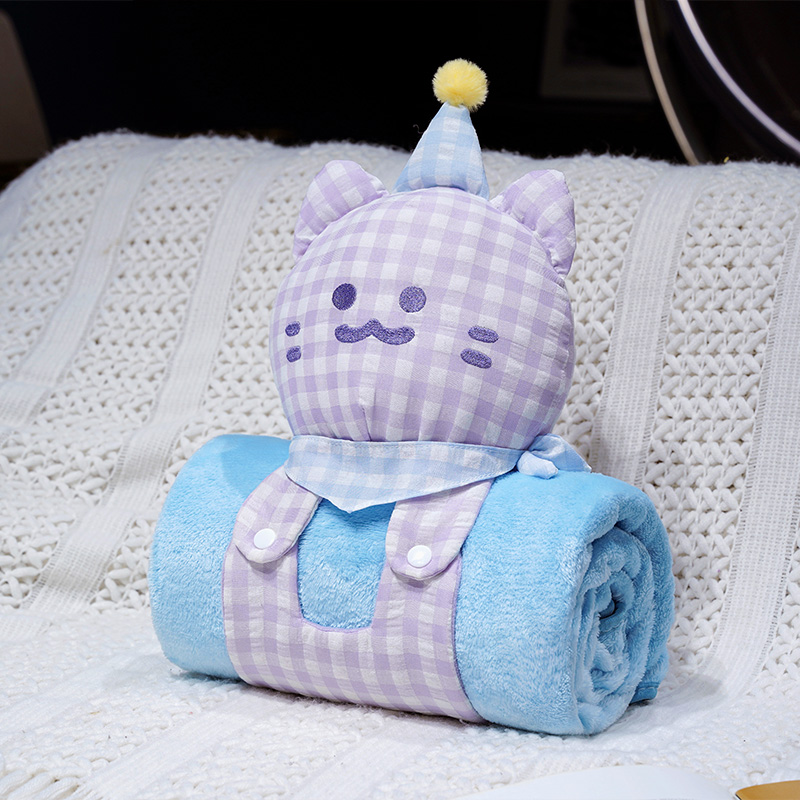 Bebés de dibujos animados encantadores muñecas de animales con mantas muñecas de peluche 2 en 1 para niños y niñas siesta almohada mantas