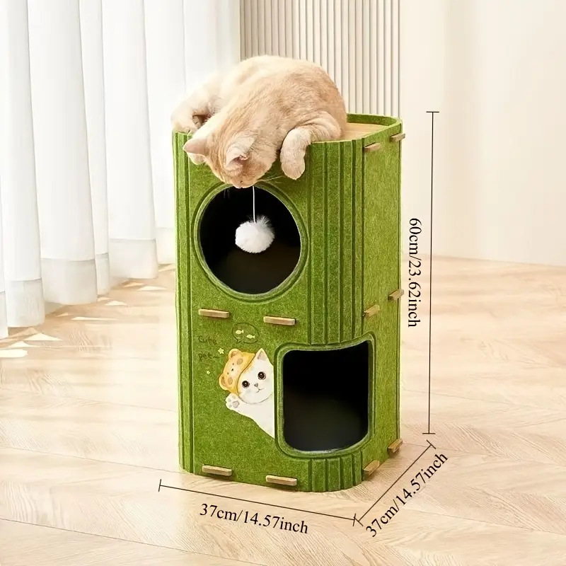 毛毡多层猫窝一体小猫咪爬架树洞四季通用双层单层抓板封闭式猫窝|undefined