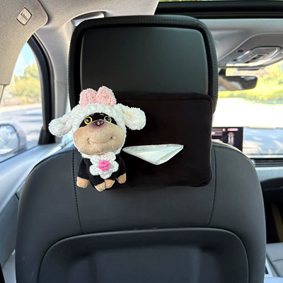 Car tissue box/set Bee Puppy Car Armrest Box - plush-tissue-box-black-rabbit-hat-rose-red-flowers-bee-dog