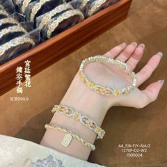 福氏足銀999.9新中国式宮廷風国風復古描金エナメル抜き口純銀ブレスレット