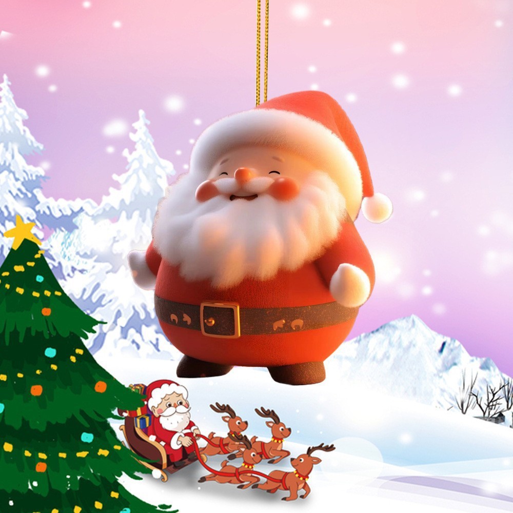 2025 Navidad transfronteriza nueva serie de Papá Noel colgante acrílico plano decoración creativa del árbol de Navidad