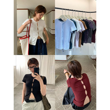 UNITY MODE 两穿镂空针织短袖T恤女夏辣妹短款心机开叉设计感上衣