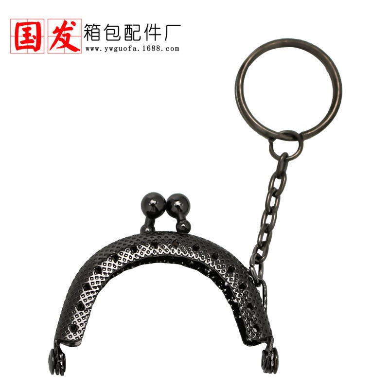 Doble 11 precio especial 5cm semicircular flor a cuadros cabeza de cuentas rectas llavero dorado hebilla de equipaje pequeño juguete suéter caja de cadena