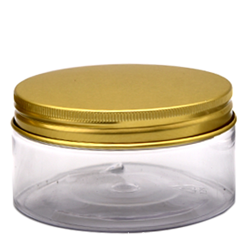 89 dientes 500g frasco transparente 250g sellado frasco de plástico transparente de alimentos 350g tapa de aluminio dorado caramelo frasco transparente