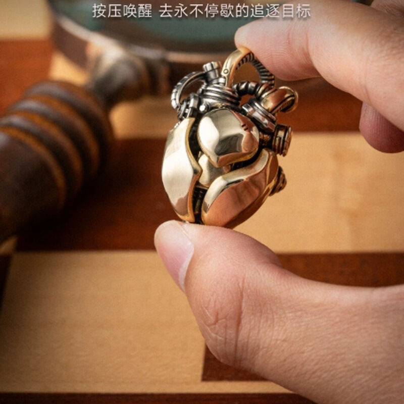 Mechanical Heart Ornament in Chinese Style, Edc Stress-Relief Pendant, Customizable with Engraving, Handheld Item, 520 Gift for Boyfriend