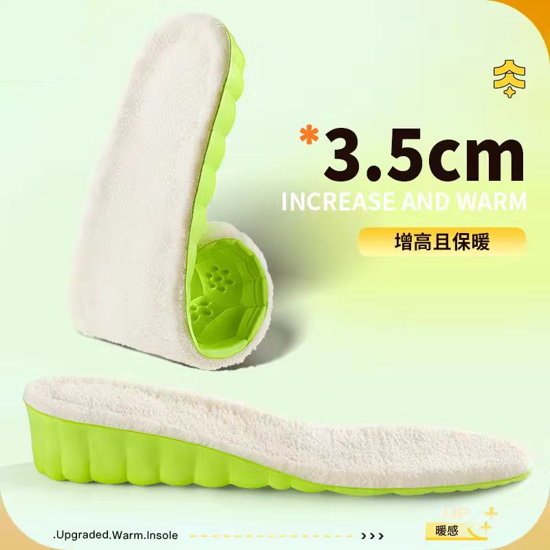 Invierno de lana más gruesa y cálida, plantilla de cachemira más alta, sensación de pisar la mierda para hombres y mujeres, suela blanda, amortiguación deportiva, aumento interno