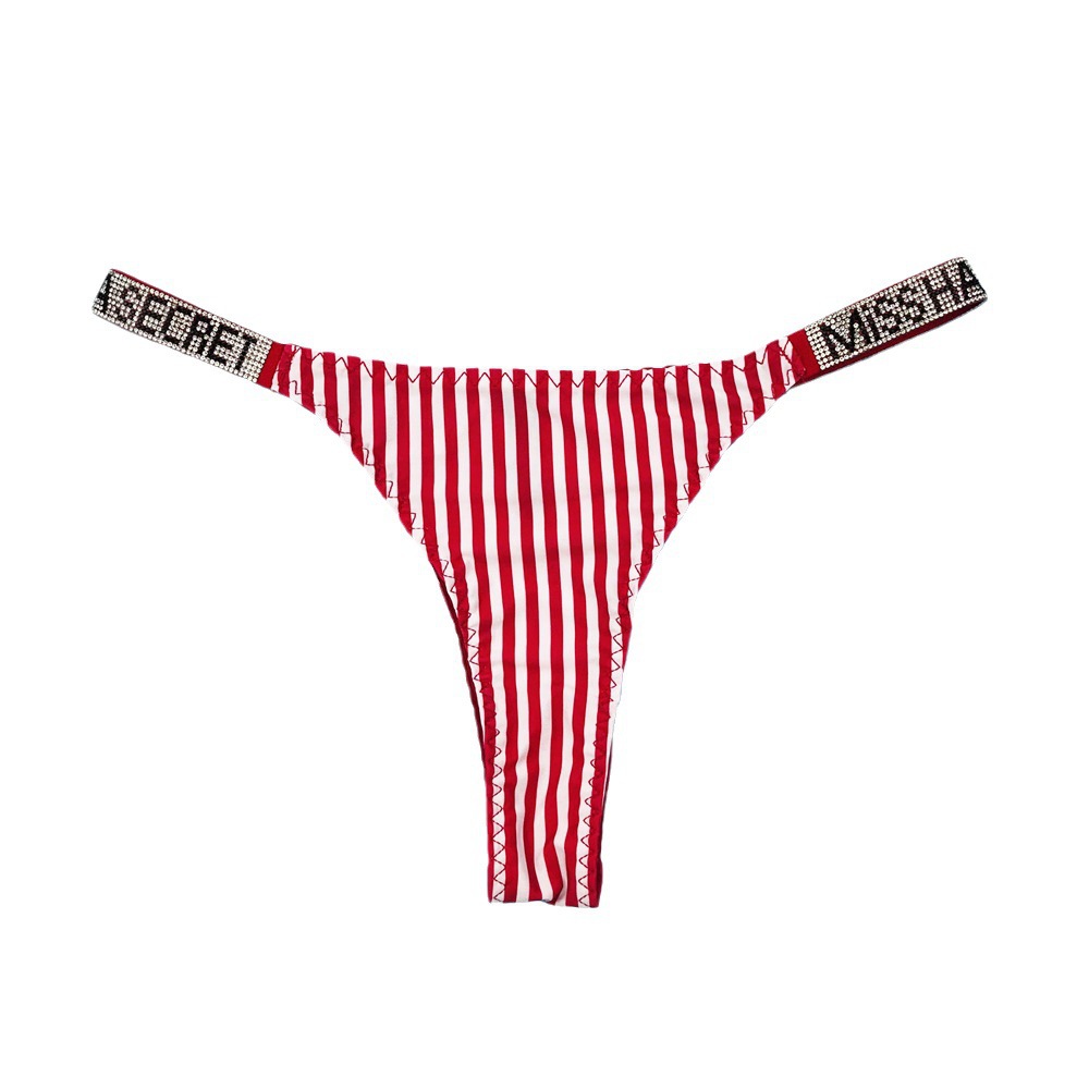 Ropa interior antibacteriana rusa con diamantes de imitación, bragas de talla grande, tanga sexy de cintura baja que levanta la cadera, antibacteriana y transpirable