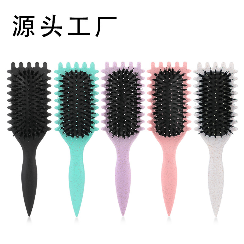 跨境梳子欧美temu专供梳子hair brush美发梳弹跳梳卷发梳高颅顶梳