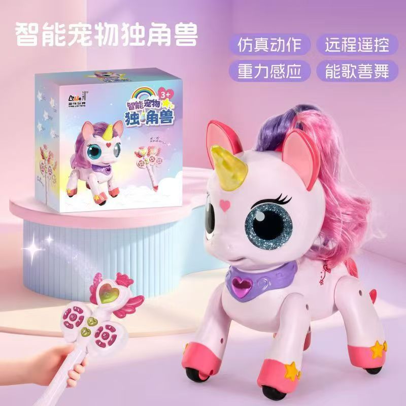 Nuevo control remoto para niños unicornio fantasía varita mágica de sueño mascota caballo gravedad control remoto inducción juguete robot perro