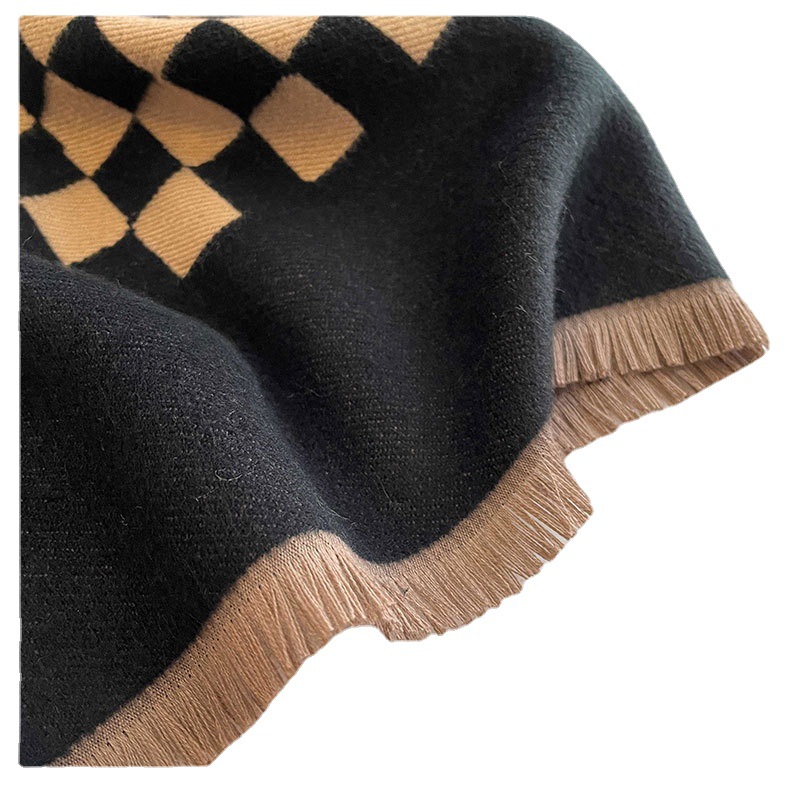 2022 Otoño e Invierno Nueva bufanda europea y americana de la moda a cuadros de tablero de doble cara Cachemira-como chal largo bufanda a prueba de viento