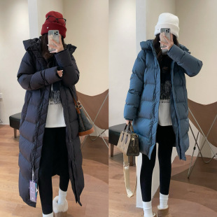 Lu family quality Samsung 90 white goose down long hooded down jacket cold resistant coat women 2024 winter F121601