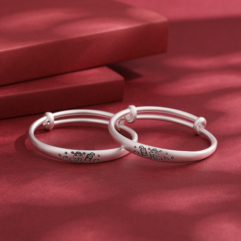 Año de la serpiente, brazalete de plata para bebés, brazalete de plata para bebés