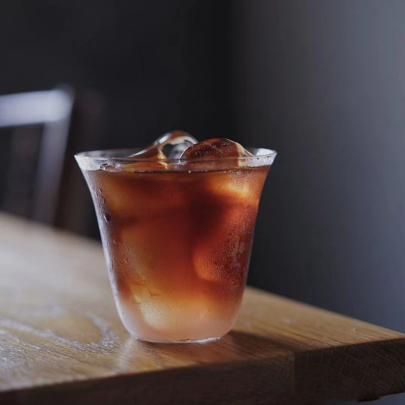 Ins-style wide-mouth glass coffee cup, slim iced Americano latte cup, minimalist tea cup, cocktail cup, cold drink cups