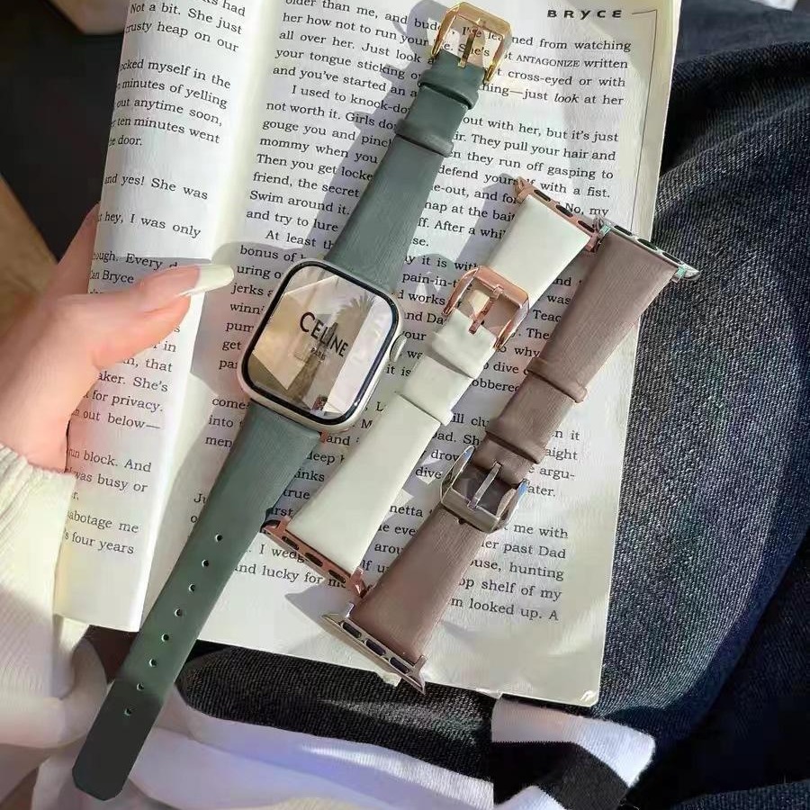 Suitable for iwatch8 generation 9Ultra Apple SE watch applewatch765 silk leather strap niche women