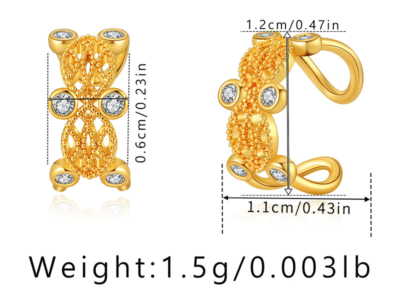 Brass Plated 18K Real Gold Ear Bone Clip Butterfly Animal Design Personalized Ear Clip Zircon Exquisite Small European and American Earrings 12