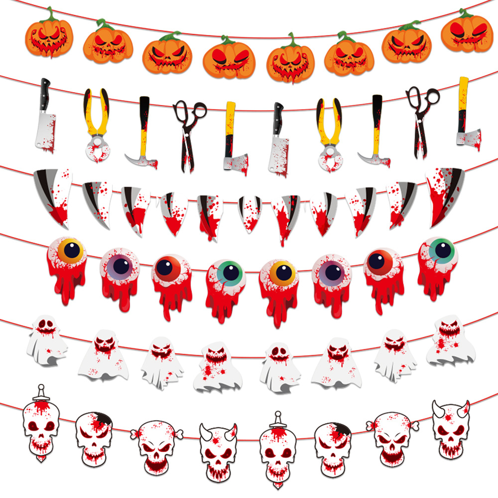 Nuevos banners de calabaza y fantasma de Halloween 2026, guirnaldas y decoraciones para ambiente de bar y KTV image 5
