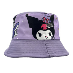 New Cool Lulomi Purple Cartoon Print Children's Fisherman Hat Leisure Bucket Hat Sunshade Hat Head circumference 52CM