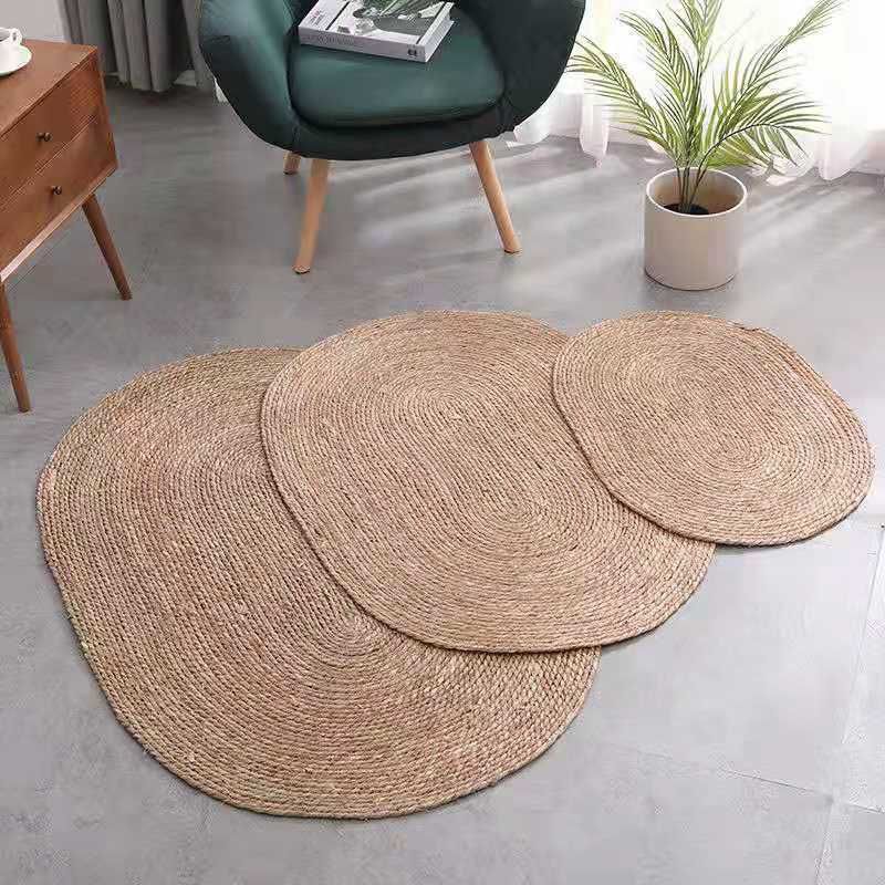 Cojín de paja de futón hecho a mano sobre el suelo, ventana salediza de tatami para el hogar, ceremonia del té, almohadilla de meditación de adoración gruesa, ronda de estilo japonés