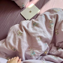 A类母婴超柔亲肤裸睡全棉双层纱四件套ins纯棉床上用品碎花三件套