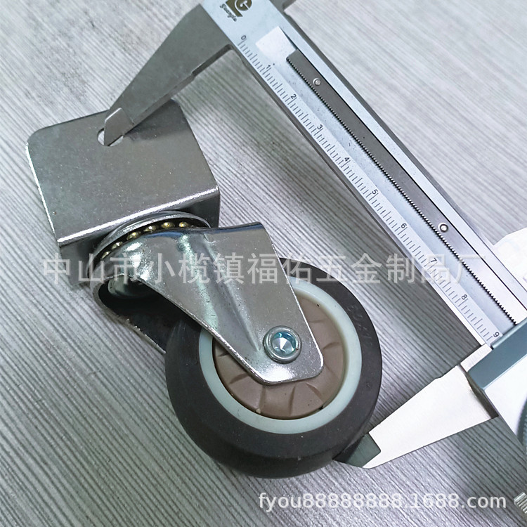 跨境电商静音tpr直角L型脚轮婴儿床花架家具夹板脚轮万向轮带刹车