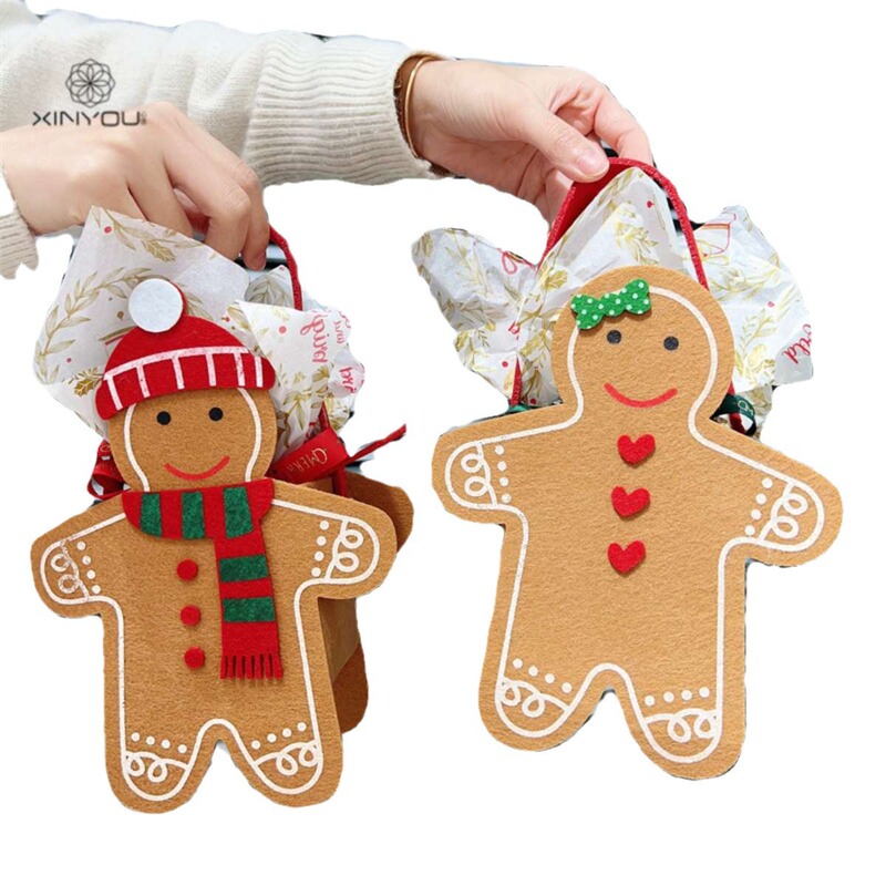 クロスボーダークリスマスフェルトジンジャーブレッドマンギフトバッグクリスマスイブアップル包装箱ギフトギフトトートバッグ|undefined