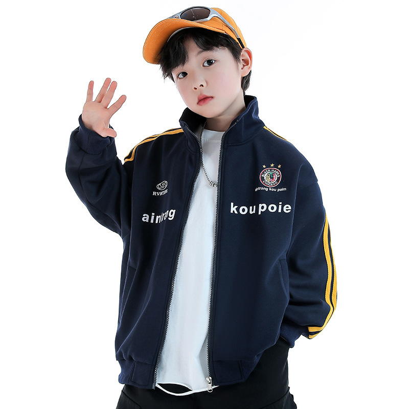 子供服男の子春新作野球服コート中大童2025新作潮範少年爆街運動|undefined