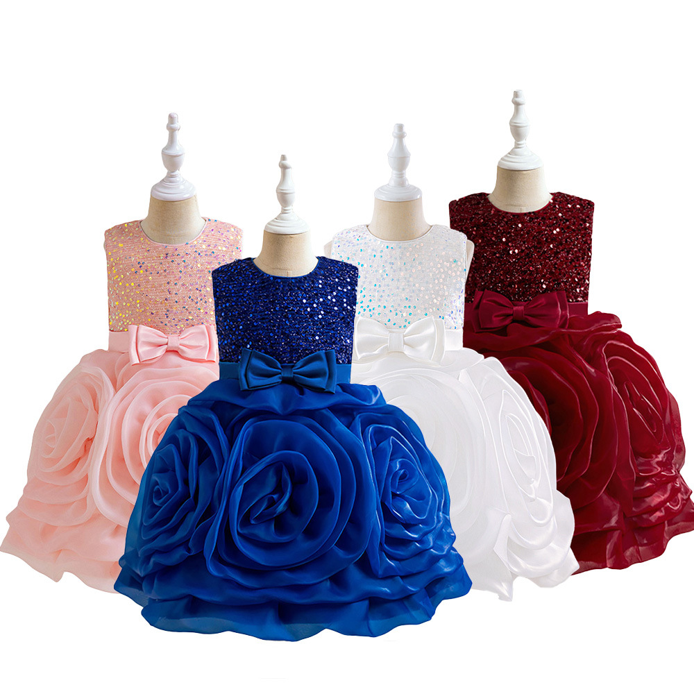 Europa y los Estados Unidos 2026 nuevo vestido de niñas vestido de princesa sin mangas esquinilla flor vestido vestido de niñas vestido