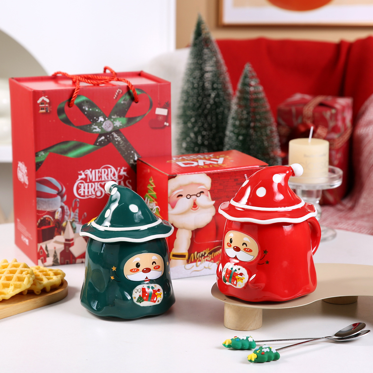 Regalos de Navidad transfronterizos dibujos animados creativos Santa Claus tazas de cerámica regalos de Navidad tazas de regalo