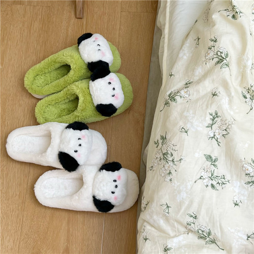 Original design cute cartoon blush dog plush slippers for home non-slip toe slippers cotton shoes couple style