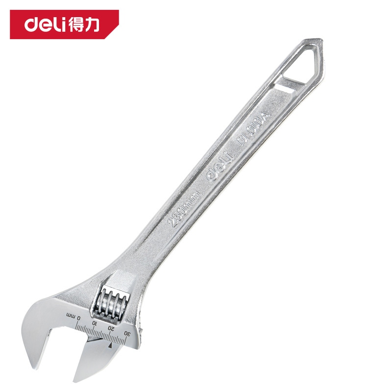 得力DL010A光柄活扳手10寸防滑扳手多功能活络板手家用活开口扳