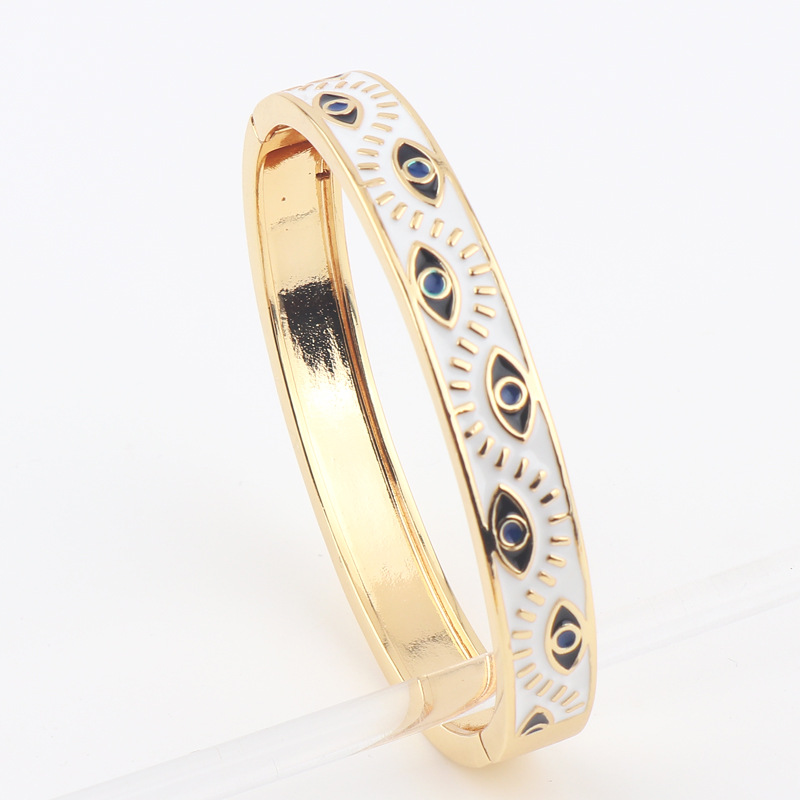 Devil'S Eye Pattern Fashion Devil's Eye Copper Bangle Contrast Collar Copper Bracelets