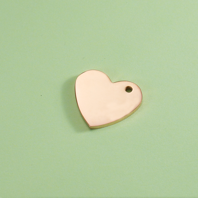 DIY Jewelry Accessories Classification 1 Piece 25*22.5mm Hole 1~1.9mm 304 Stainless Steel PVD Coated Real Gold Plated Customization Laser Engraving Heart Shape Polished Pendant DIY Jewelry Accessories