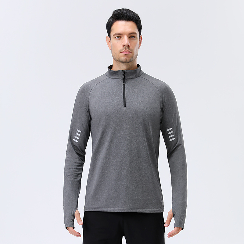 Otoño y invierno manga larga collar medio cremallera deportivo chaqueta de fitness chaqueta de entrenamiento transpirable ropa de correr se puede usar fuera