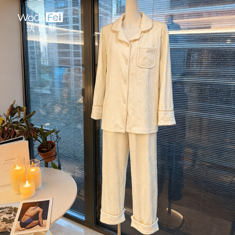 Conjunto de Pijamas Térmicos Pareja de Terciopelo de Isla, Térmico y Abrigado, para Casa y Exterior
