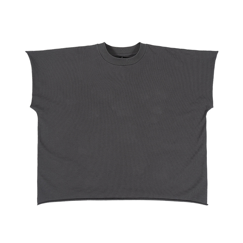 ETAI Hombre| Algodón de alta calidad boxy camiseta corta ancha marca de moda masculina pesada en un lado suelto estilo de color sólido manga corta