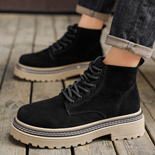 2025新款登山马丁靴男秋季男靴子装户外鞋男厚底大黄靴男大码跨境