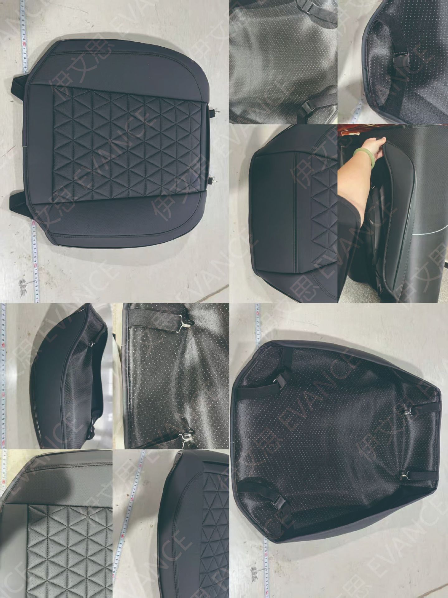 Universal four-season car seat cushion, summer perforated car seat cushion, leather three-piece car seat cushion set